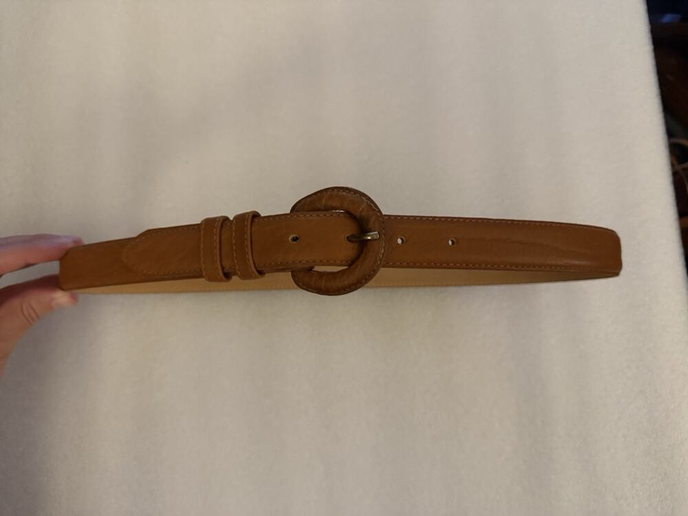 Cipriani Italian Brown Genuine Shrunken Buffalo Leather Belt Saddle Cognac L